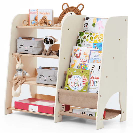 2-in-1 Montessori shelf for books and toys