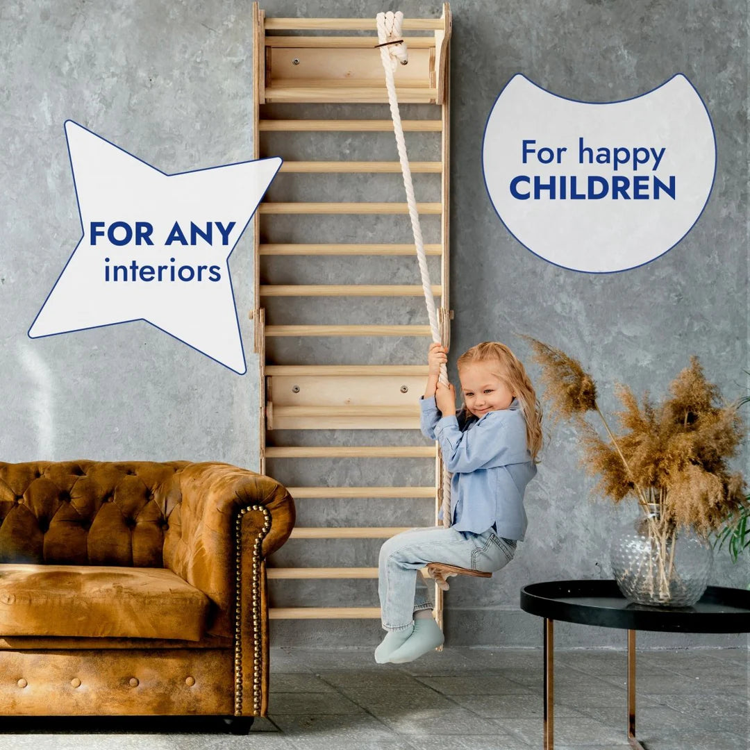 Apollo Swedish Wall / Climbing Ladder for Little Astronauts + Moon Swing Set + Slide Board