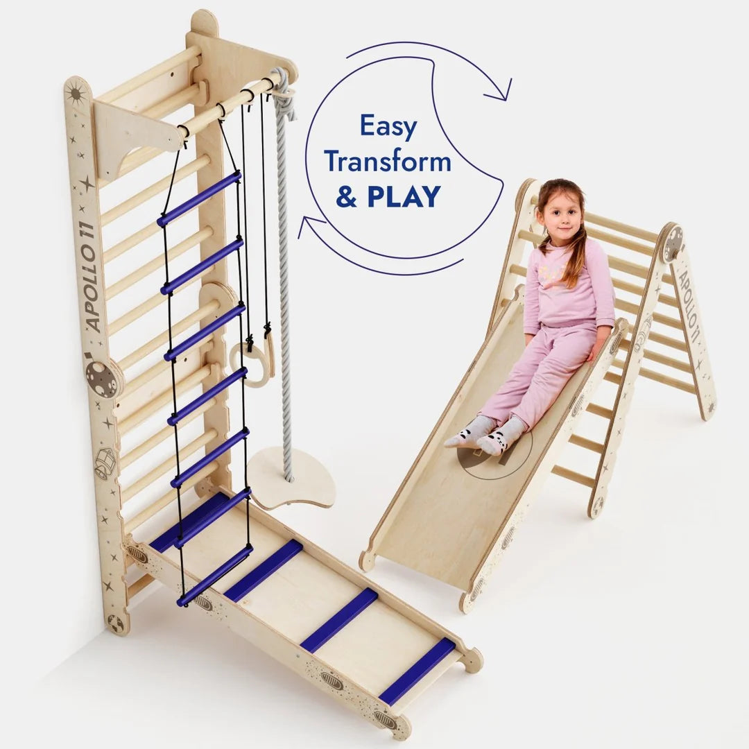 Apollo Swedish Wall / Climbing Ladder for Little Astronauts + Moon Swing Set + Slide Board