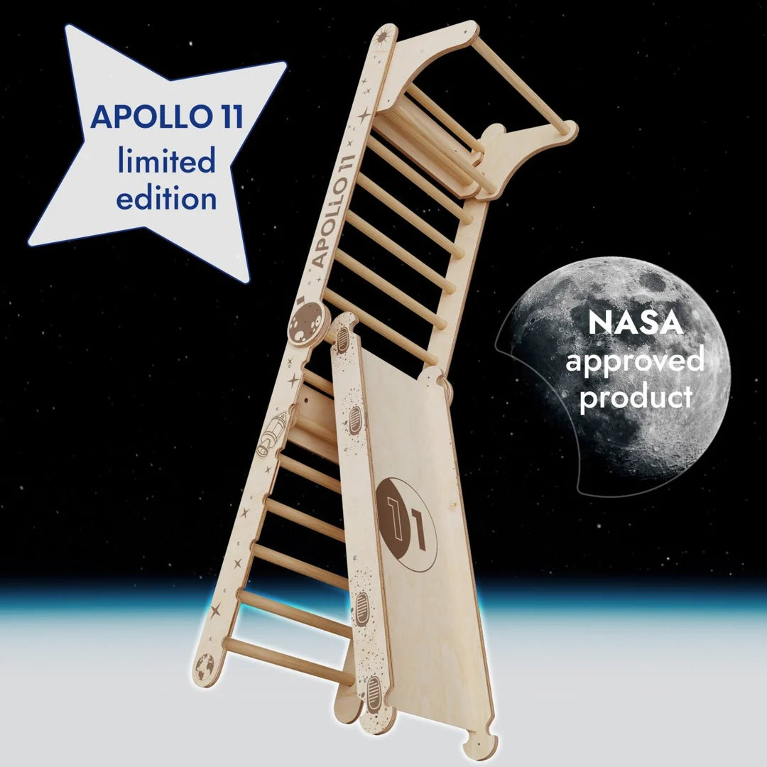 Apollo Swedish Wall / Climbing Ladder for Little Astronauts + Moon Swing Set + Slide Board