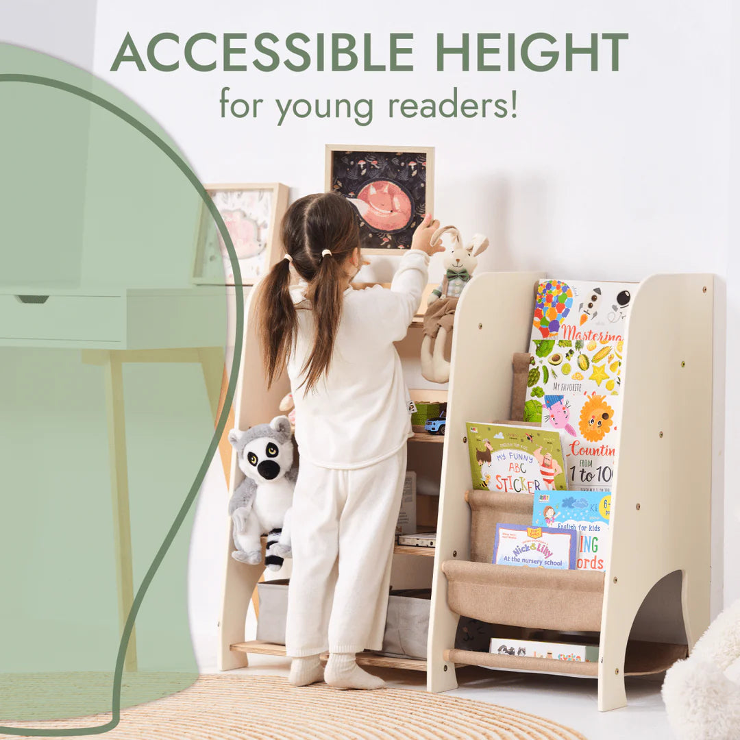2-in-1 Montessori shelf for books and toys