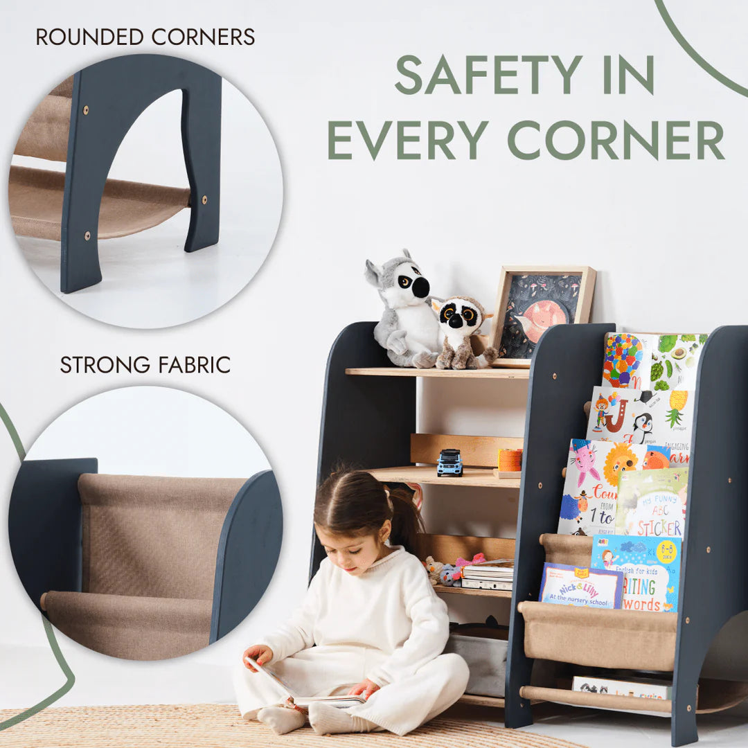 2-in-1 Montessori shelf for books and toys