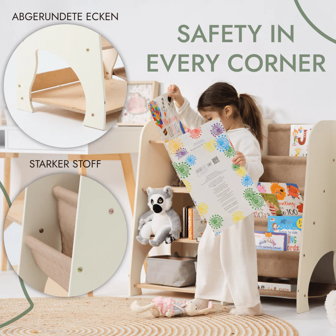 2-in-1 Montessori shelf for books and toys
